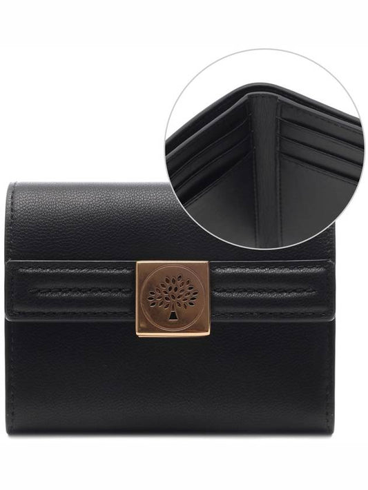 Tree Logo Tri-fold Leather Half Wallet Black - MULBERRY - BALAAN 2