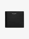 Classic Logo Textured Leather Half Wallet Black - SAINT LAURENT - BALAAN 2