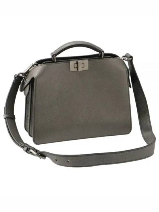 Peekaboo ISeeU Mini Leather Tote Bag Grey - FENDI - BALAAN 2