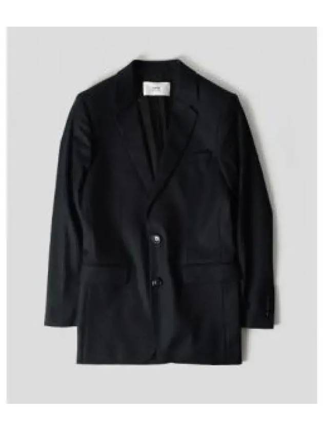 Virgin Wool Two-Button Jacket Black - AMI - BALAAN 2