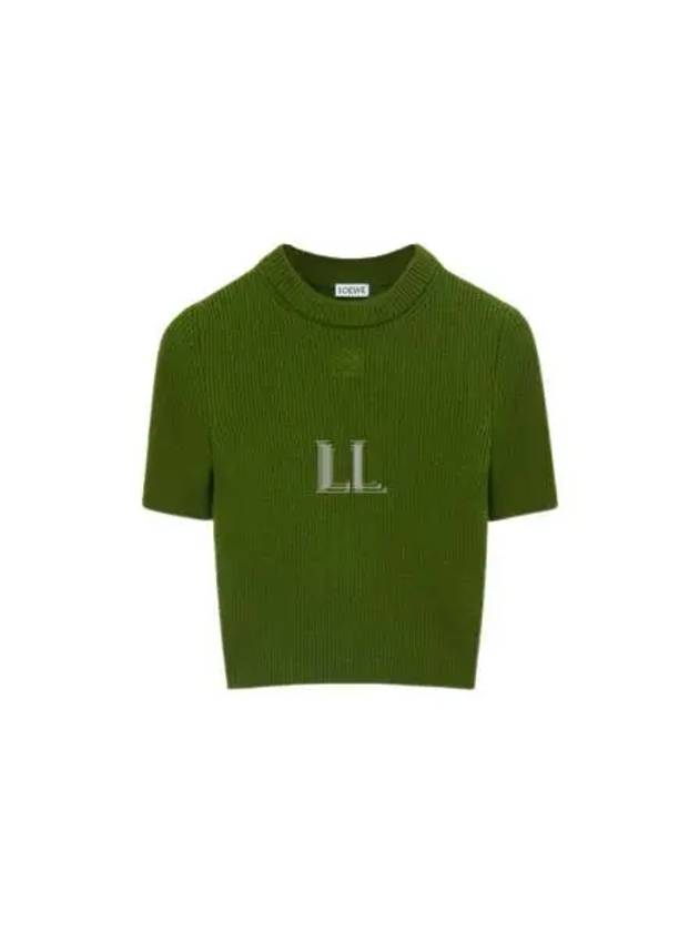 Cashmere Crop Knit Top Forest Green - LOEWE - BALAAN 2