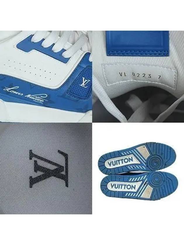 1ABOH2 LV White Blue Trainer Sneakers 260 - LOUIS VUITTON - BALAAN 5