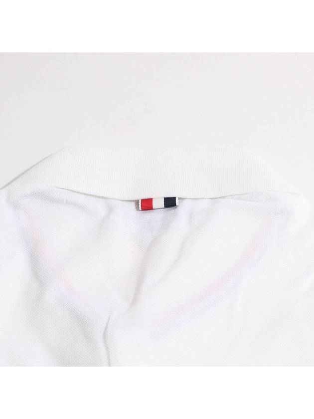 Men's Three Stripes Pocket Mercerized Short Sleeve Polo Shirt White - THOM BROWNE - BALAAN 6