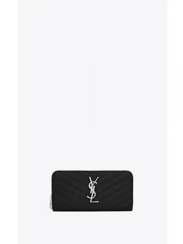 Matelasse Monogram Zipper Long Wallet Black - SAINT LAURENT - BALAAN 2