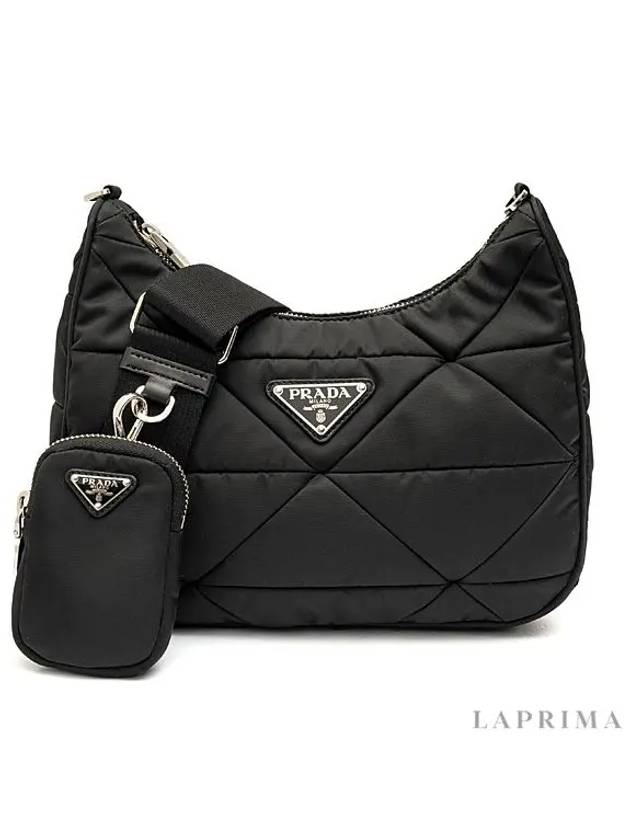 Triangle Logo Re-nylon Paddde Hobo Cross Bag Black - PRADA - BALAAN 5