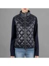 Women's Logo Patch Wool Padded Zip-Up Cardigan Navy Blue - MONCLER - BALAAN 2