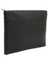 Black Intrecciato Half Zipper Document Pouch Clutch 607479 - BOTTEGA VENETA - BALAAN 3