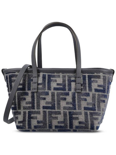 Roll FF Jacquard Mini Tote Bag Dark Blue - FENDI - BALAAN 1