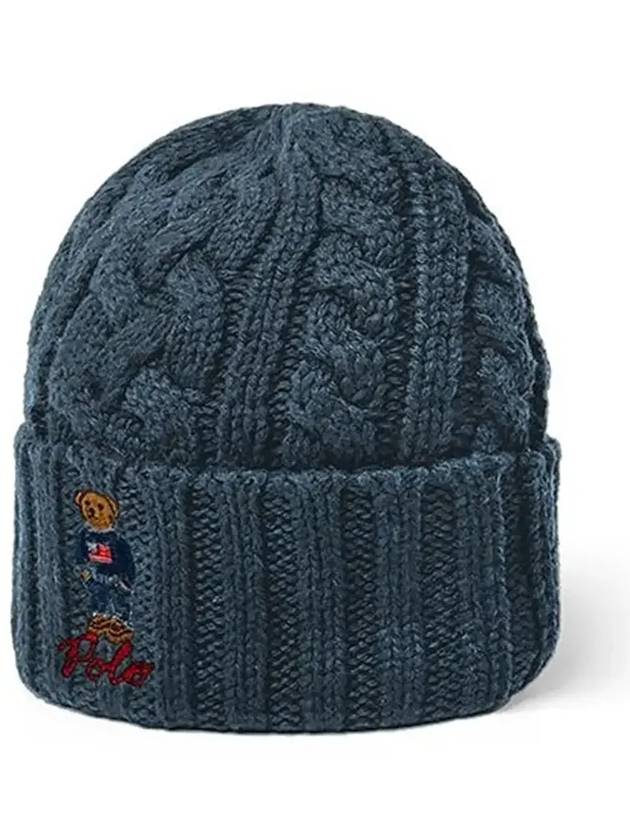 Polo Bear Cable Knit Beanie Blue - POLO RALPH LAUREN - BALAAN 6