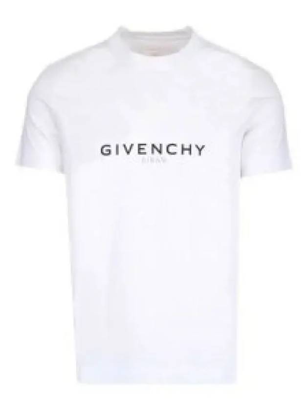 Men's Reverse Logo Round Slim Short Sleeve T-Shirt White - GIVENCHY - BALAAN 2