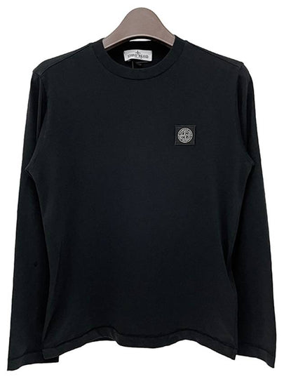 Kids Garment Dyed Cotton Jersey Long Sleeve T-Shirt Black - STONE ISLAND - BALAAN 2