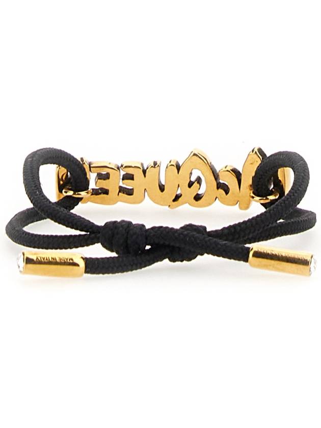 Graffiti Cotton Bracelet Gold Black - ALEXANDER MCQUEEN - BALAAN 3