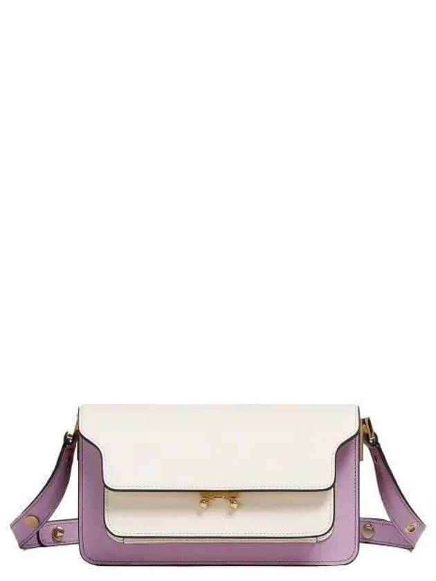 Color Block Trunk Leather Shoulder Bag White Light Lila - MARNI - BALAAN 2