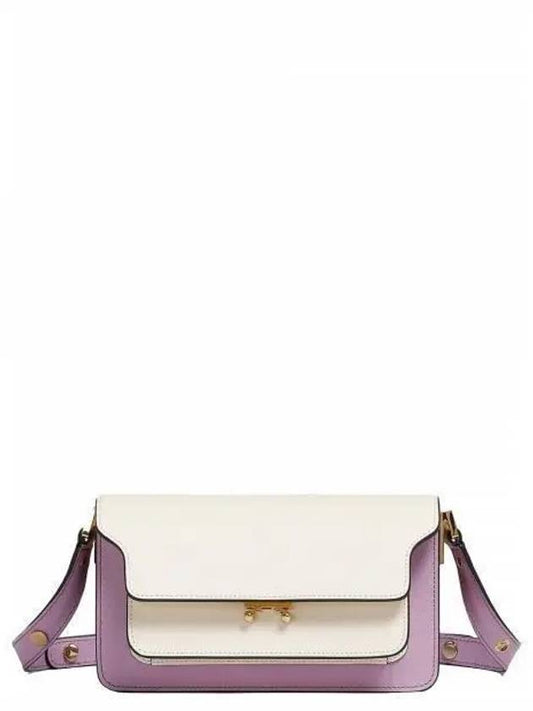 Color Block Trunk Leather Shoulder Bag White Light Lila - MARNI - BALAAN 2