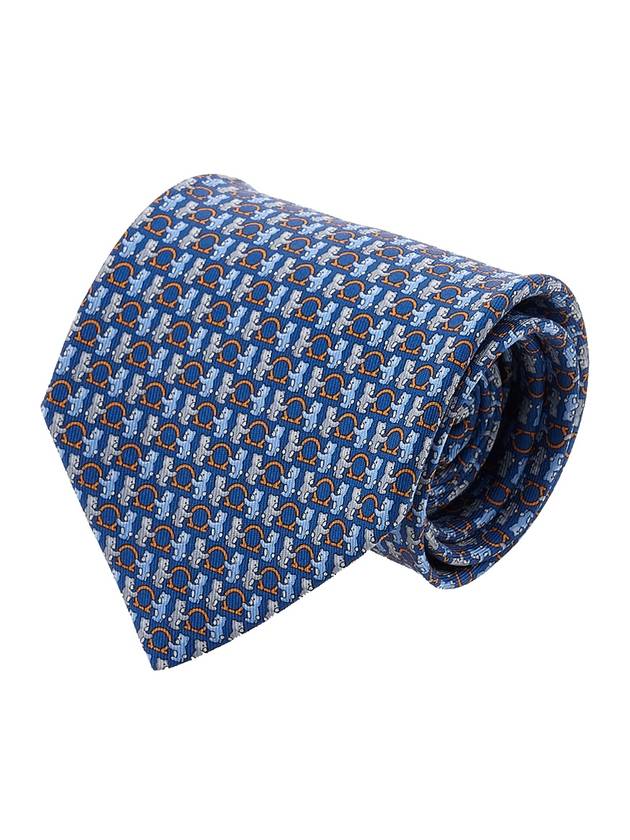 Bear Logo Print Silk Tie Marine - SALVATORE FERRAGAMO - BALAAN 2