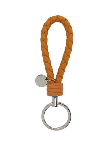 Intrecciato Leather Key Holder Coral - BOTTEGA VENETA - BALAAN 1