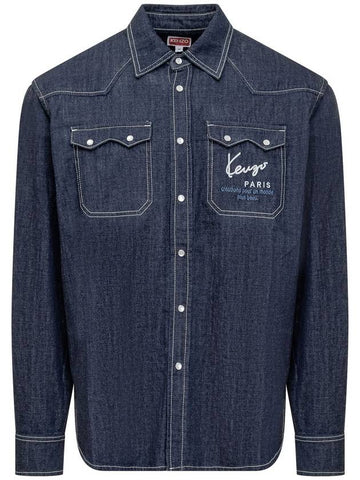 Denim embroidered western shirt FE6 5DC413 6E1 DM - KENZO - BALAAN 1