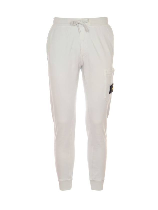 Men's Waffen Fleece Jogger Pants White - STONE ISLAND - BALAAN.