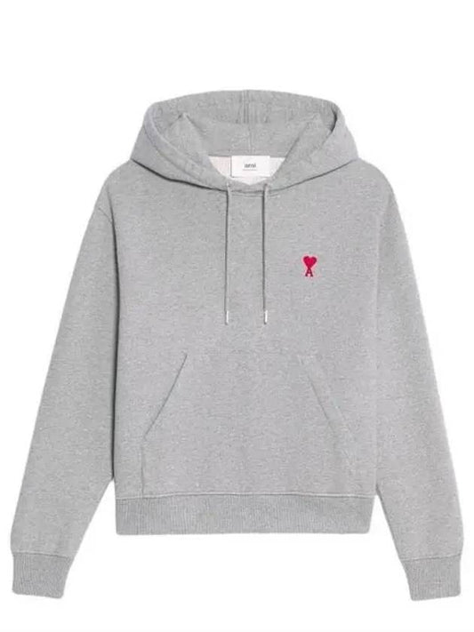 Heart Small Logo Hoodie Grey - AMI - BALAAN 2