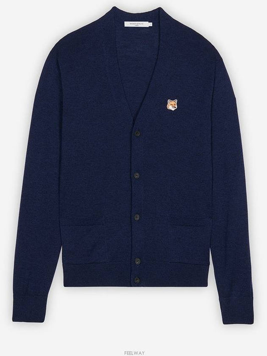 Fox Head Patch Classic Wool Cardigan Navy - MAISON KITSUNE - BALAAN 2