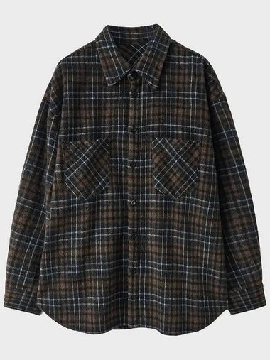 Neuer Check Wool Overfit Long Sleeve Shirt Brown - NOIRER - BALAAN 1