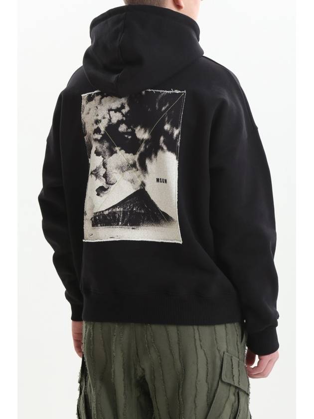 Maxi Graphic Patch Cotton Hoodie Black - MSGM - BALAAN 4