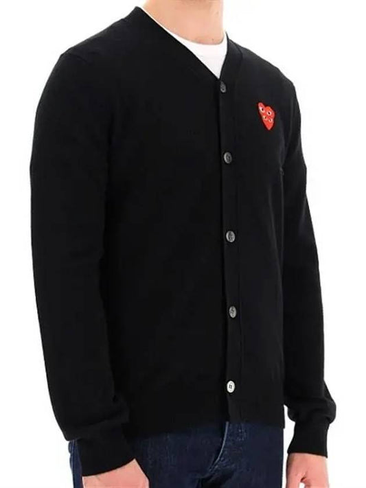 Double Heart Logo Wool Cardigan Black P1N076 F - COMME DES GARCONS - BALAAN 2