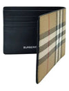 Check Slim Bifold Leather Half Wallet Beige - BURBERRY - BALAAN 5