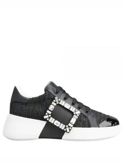 Viv Buckle Fabric Low Top Sneakers Black - ROGER VIVIER - BALAAN 2