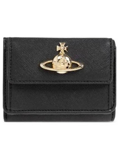 ORB Logo 5115002TW S000B N402 Saffiano Mini Half Wallet 1054219 - VIVIENNE WESTWOOD - BALAAN 1