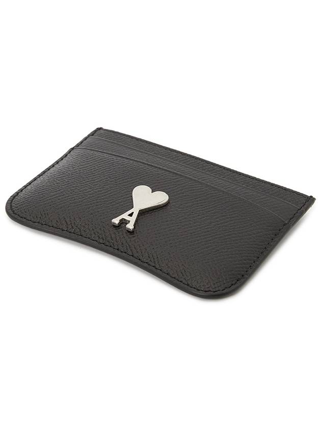 Metal Logo Leather Card Wallet Silver Black - AMI - BALAAN 4