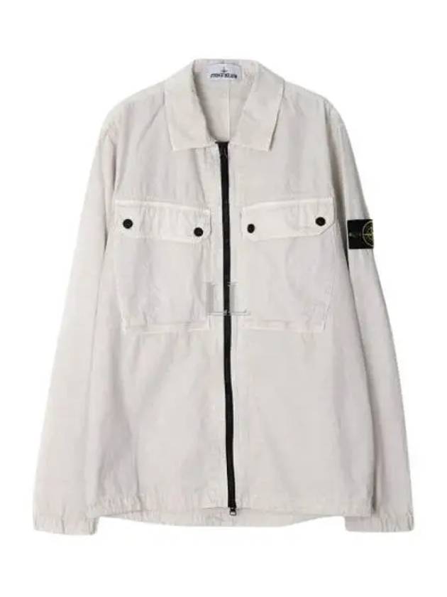 Brushed Organic Cotton Overshirt Jacket White - STONE ISLAND - BALAAN 2