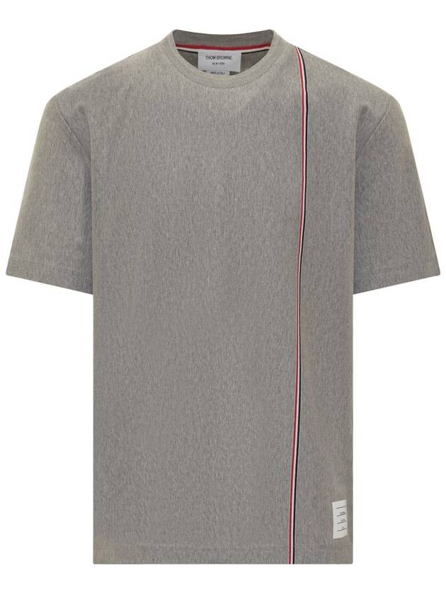 RWB Stripe Cotton Short Sleeve T-shirt Grey - THOM BROWNE - BALAAN 2