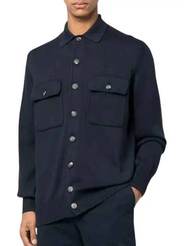 Flap Pocket Shirt Cardigan Navy - BRUNELLO CUCINELLI - BALAAN 3