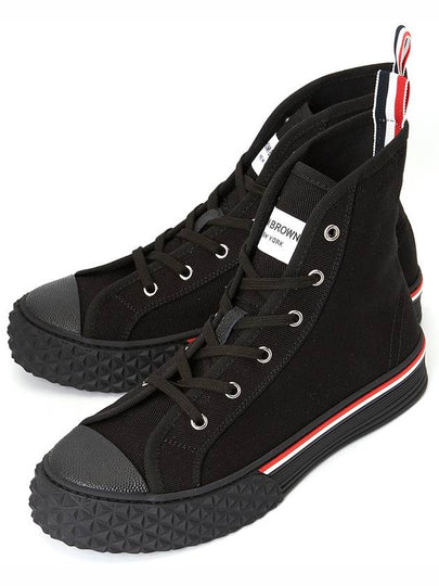 RWB Stripe Canvas Tartan Sole Collegiate High Top Sneakers Black - THOM BROWNE - BALAAN 2