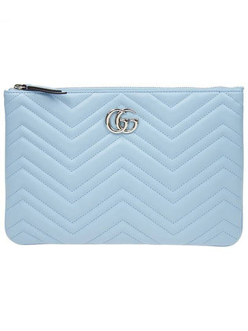 GG Marmont Matelasse Pouch Clutch Bag Blue 525541 - GUCCI - BALAAN 1