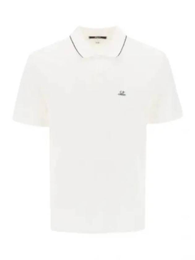 Stretch Piquet Regular Striped Collar Polo Shirt White - CP COMPANY - BALAAN 2