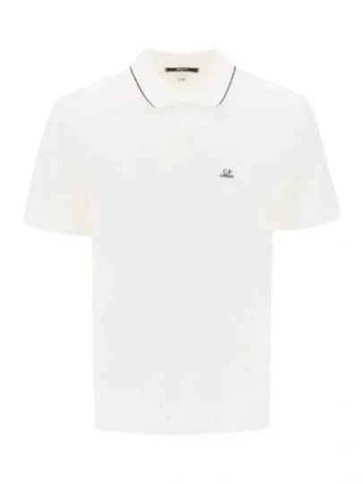 Stretch Piquet Regular Striped Collar Polo Shirt White - CP COMPANY - BALAAN 2