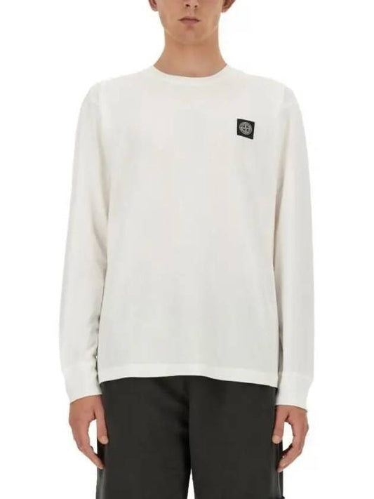 Chest Patch Long Sleeve T-Shirt White - STONE ISLAND - BALAAN 2