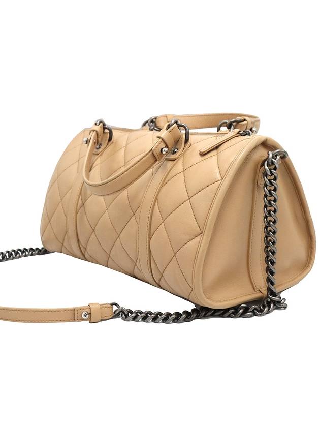 Chanel A92819 Beige Lambskin Quilted CC Logo Bowling Chain Shoulder Bag 21st - CHANEL - BALAAN 5