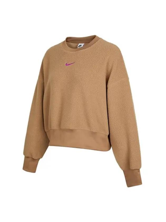 Embroidered Logo Fleece Sweatshirt Camel - NIKE - BALAAN 1