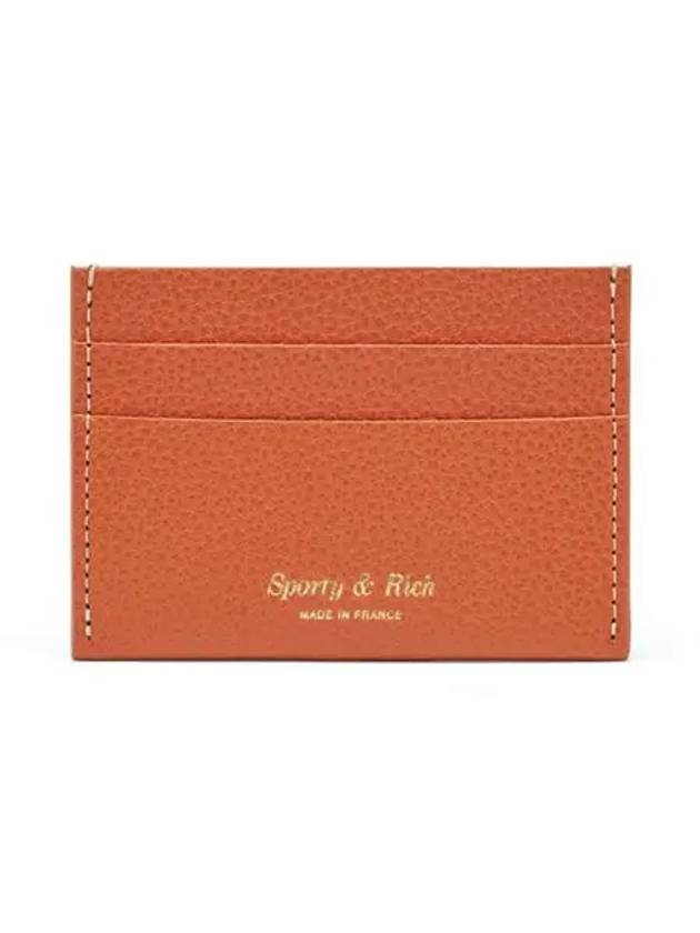 Logo Stamp Grained Leather Card Holder Coral - SPORTY & RICH - BALAAN 3