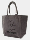 Yenky Logo Washed Cotton Tote Bag Grey - ISABEL MARANT - BALAAN 3