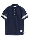 Men's RWB Stripe Cotton Polo Shirt Navy - THOM BROWNE - BALAAN 2