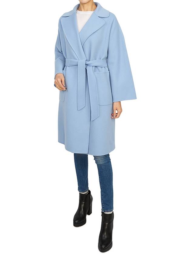 Rovo Wrap Wool Singe Coat Light Blue - MAX MARA - BALAAN 7