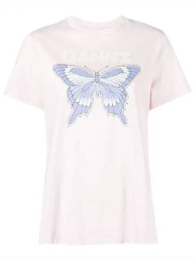 Women's Butterfly Relaxed Short Sleeve T-Shirt Light Lilac - GANNI - BALAAN 1