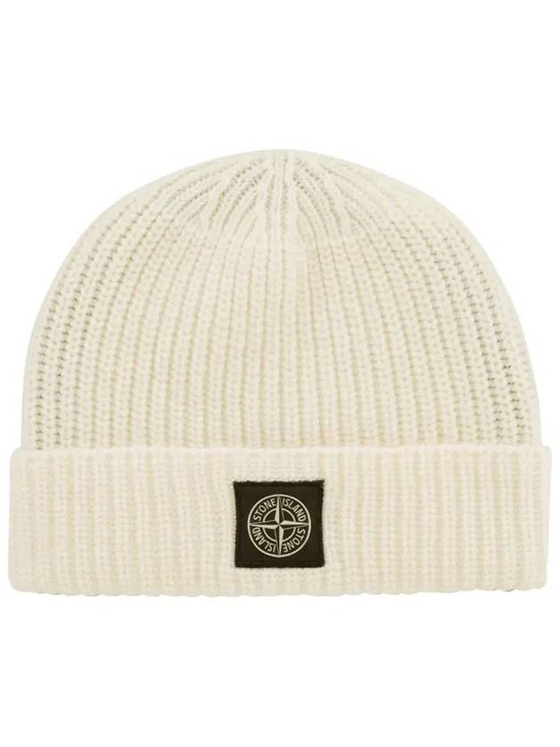 Wappen Patch Wool Beanie Ivory - STONE ISLAND - BALAAN 2