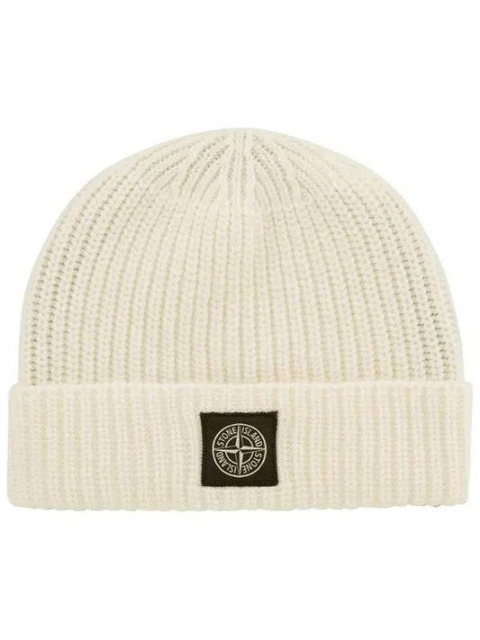 Wappen Patch Wool Beanie Ivory - STONE ISLAND - BALAAN 2