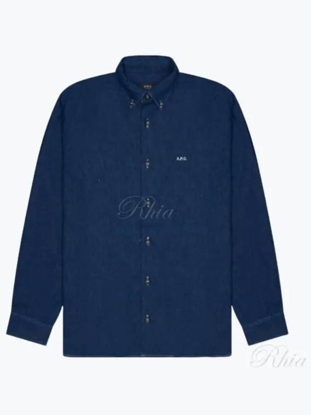 Mathias Embroidered Logo Long Sleeve Shirt Dark Blue - A.P.C. - BALAAN 2