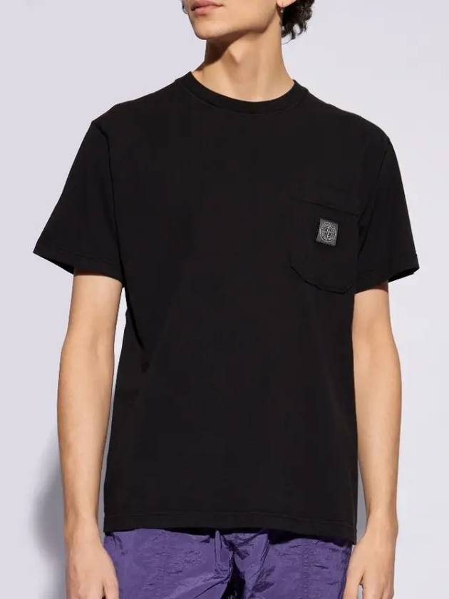 Fissato Treatment Organic Cotton Short Sleeve T-Shirt Black - STONE ISLAND - BALAAN 2